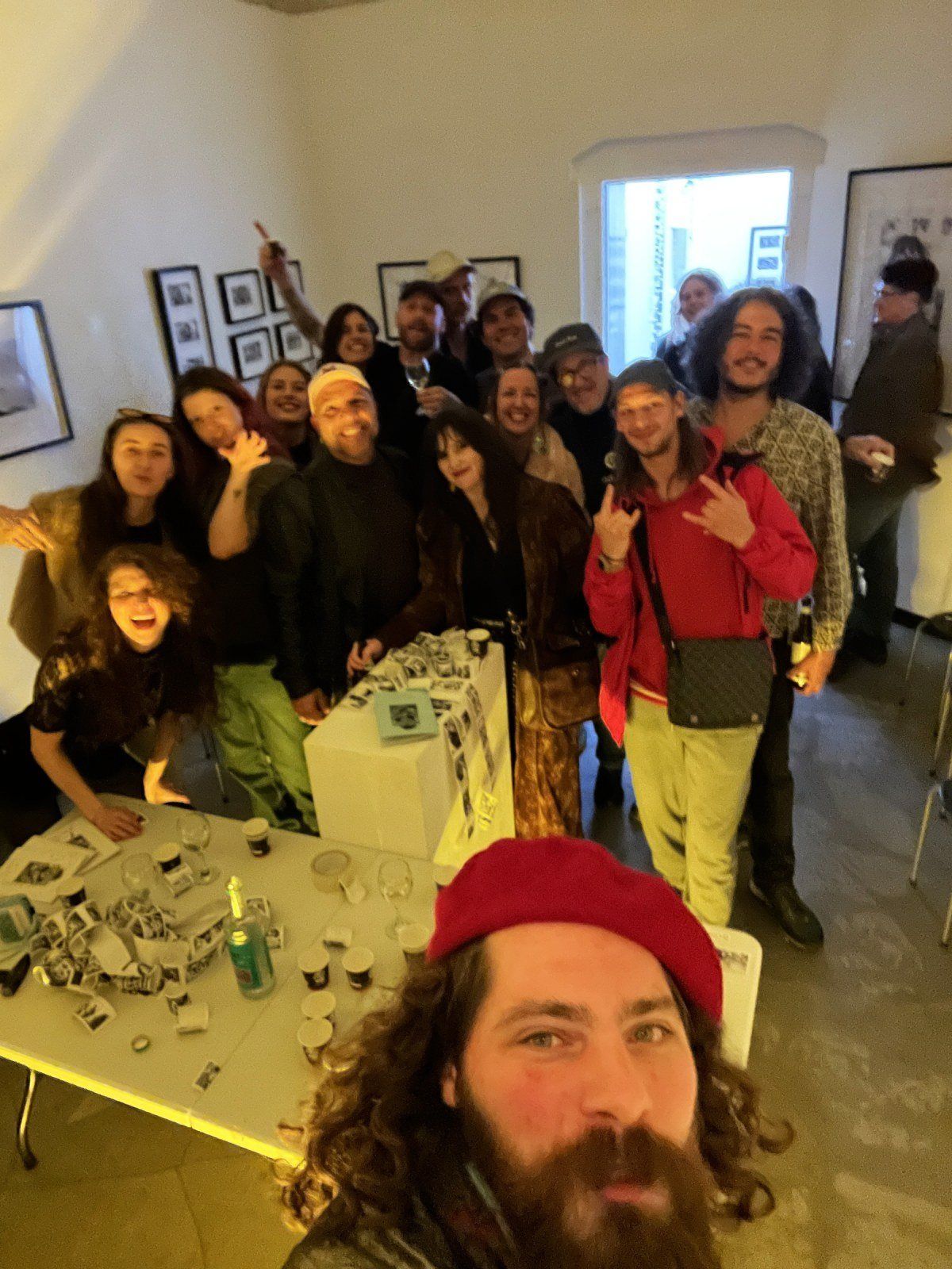 A big group of guests at the Friday party
