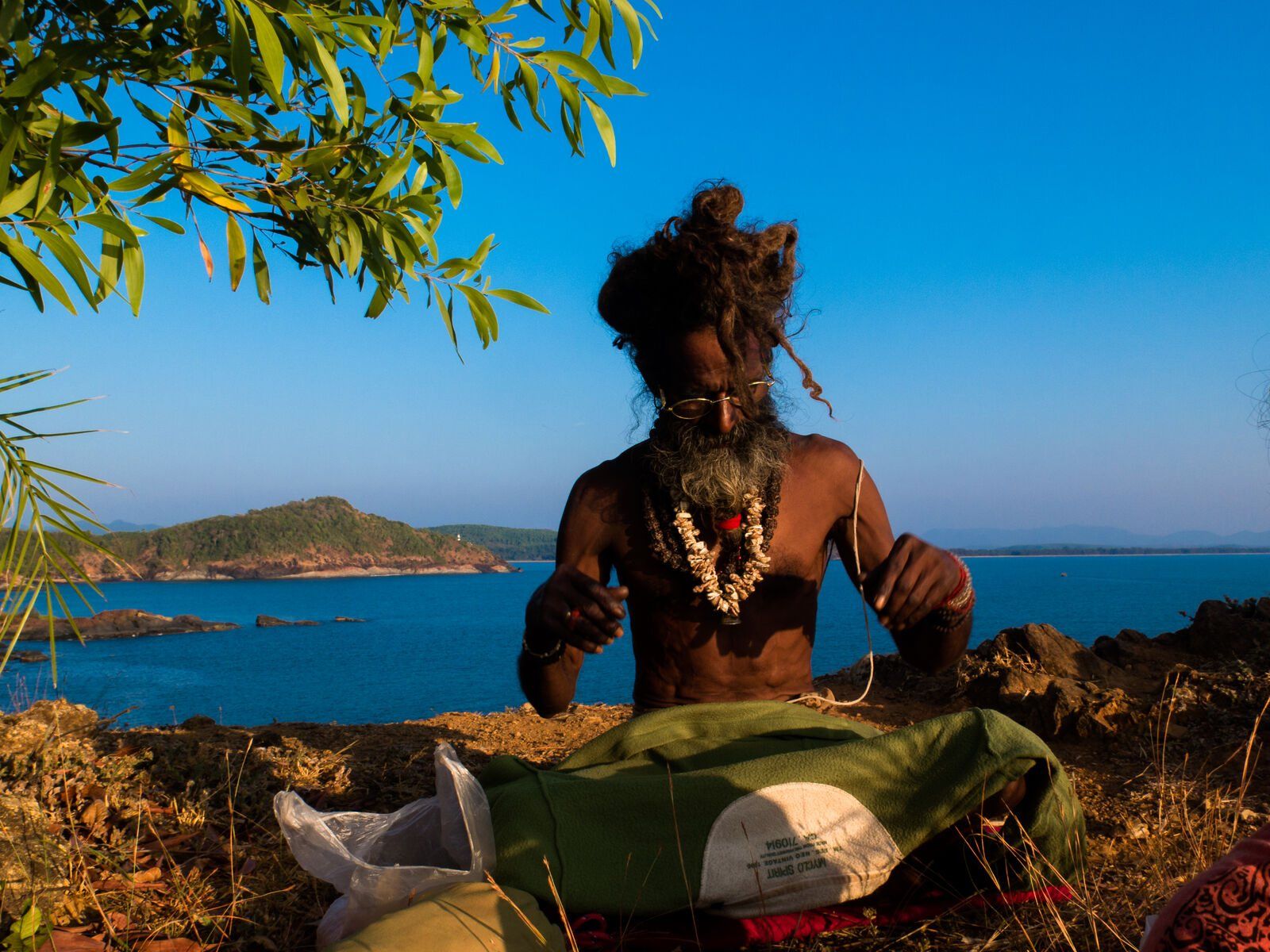 The holy man in the morning sun