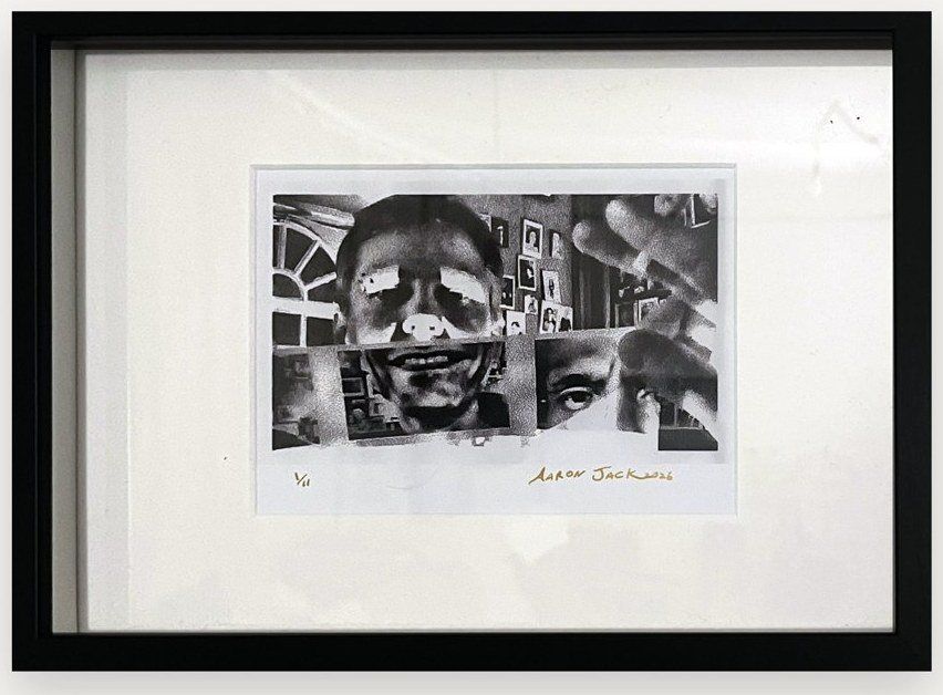 arranged and rearranged, framed thermal photograph