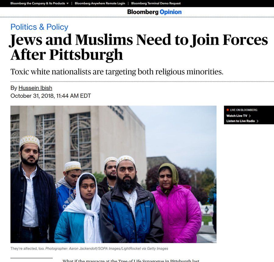 BLOOMBERG OPINION page with the photograph