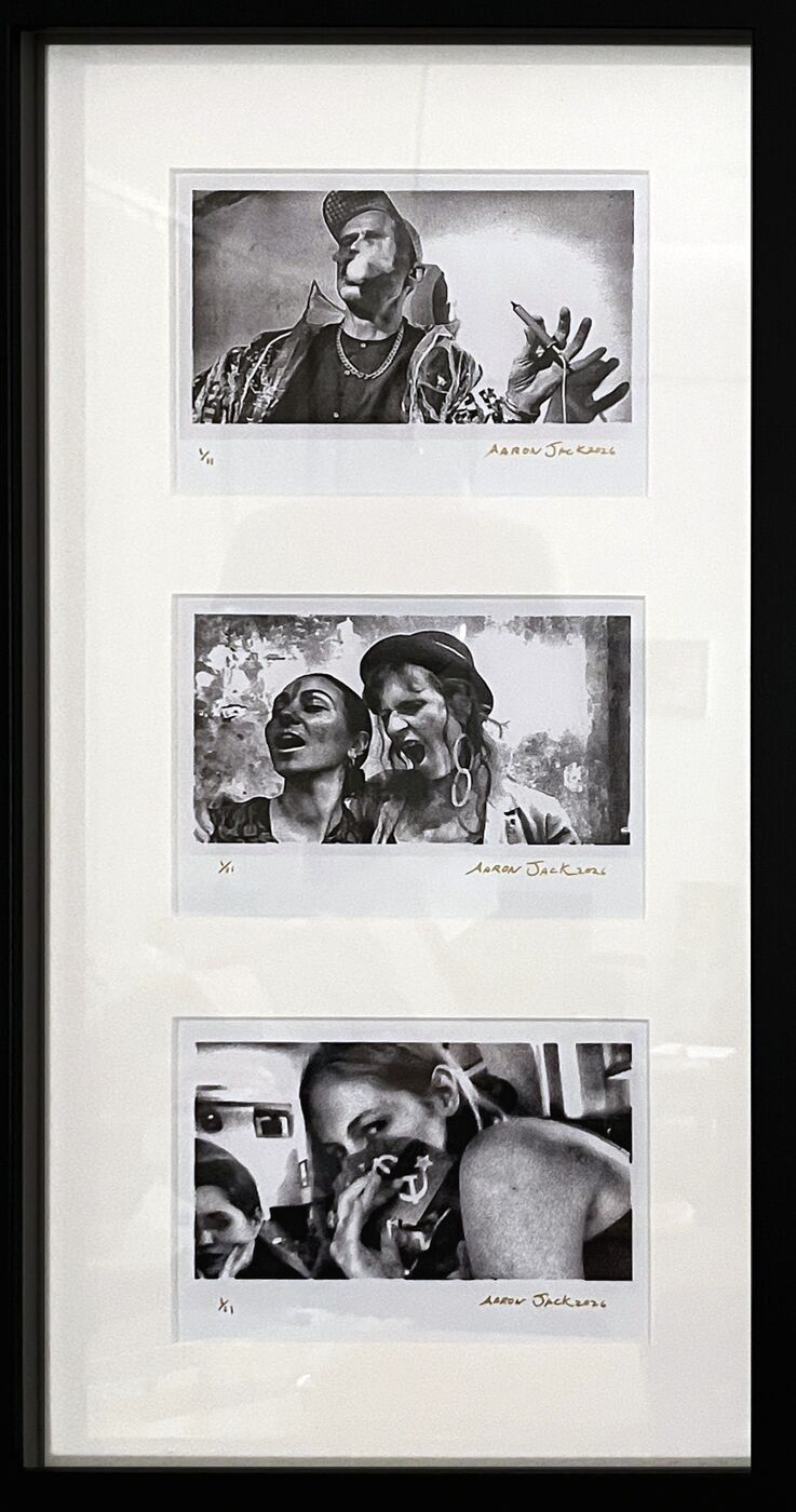 Framed triptych of three thermal portraits