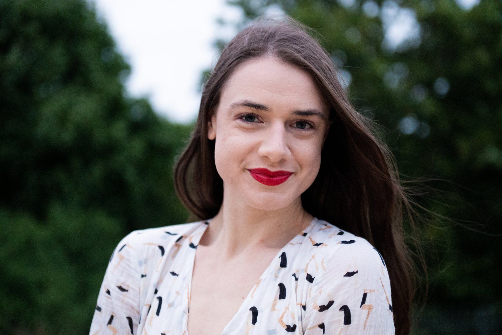 Julia Sandros smiling, close portrait