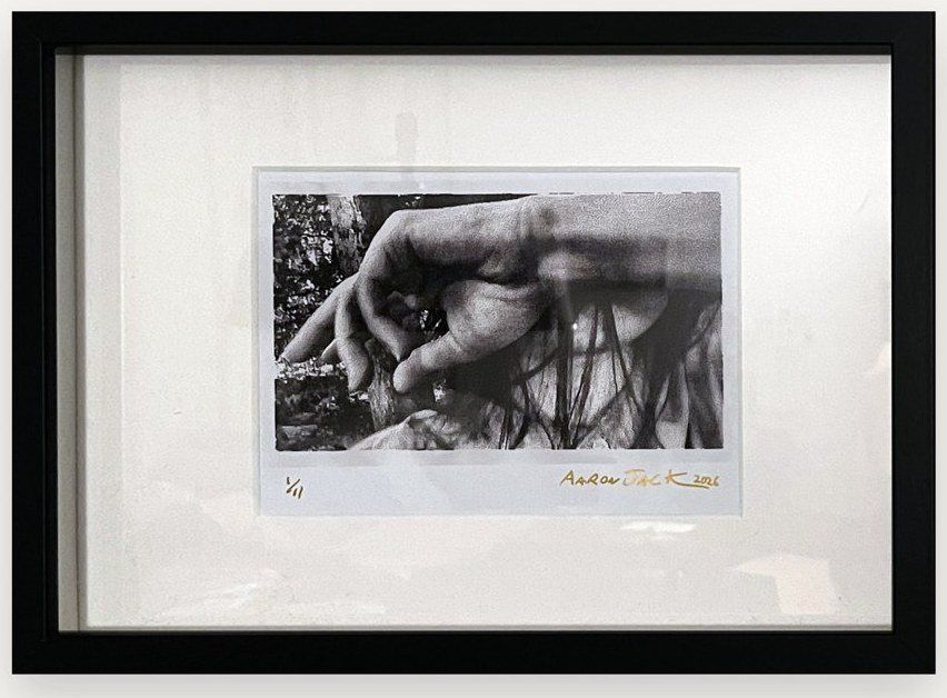 she moves, lens moves, framed thermal photograph