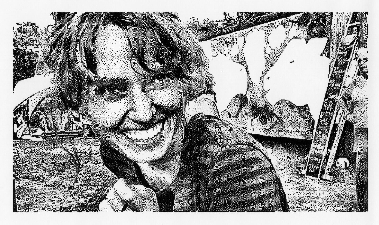 Thermal print: a woman laughing