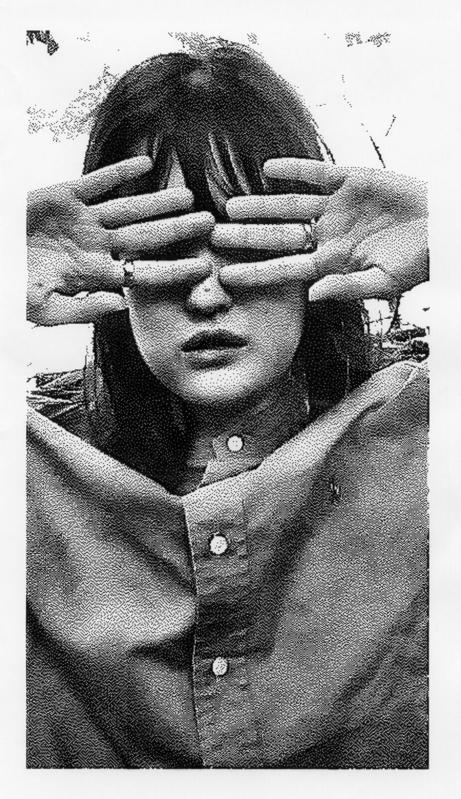 Thermal print: hands over the eyes