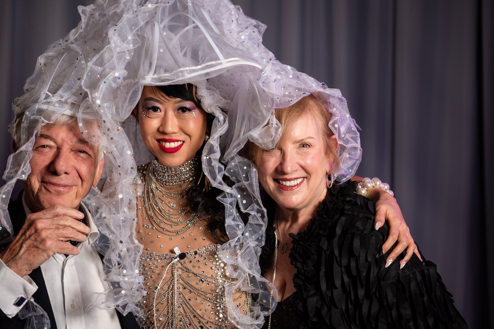 Three guests in costume
